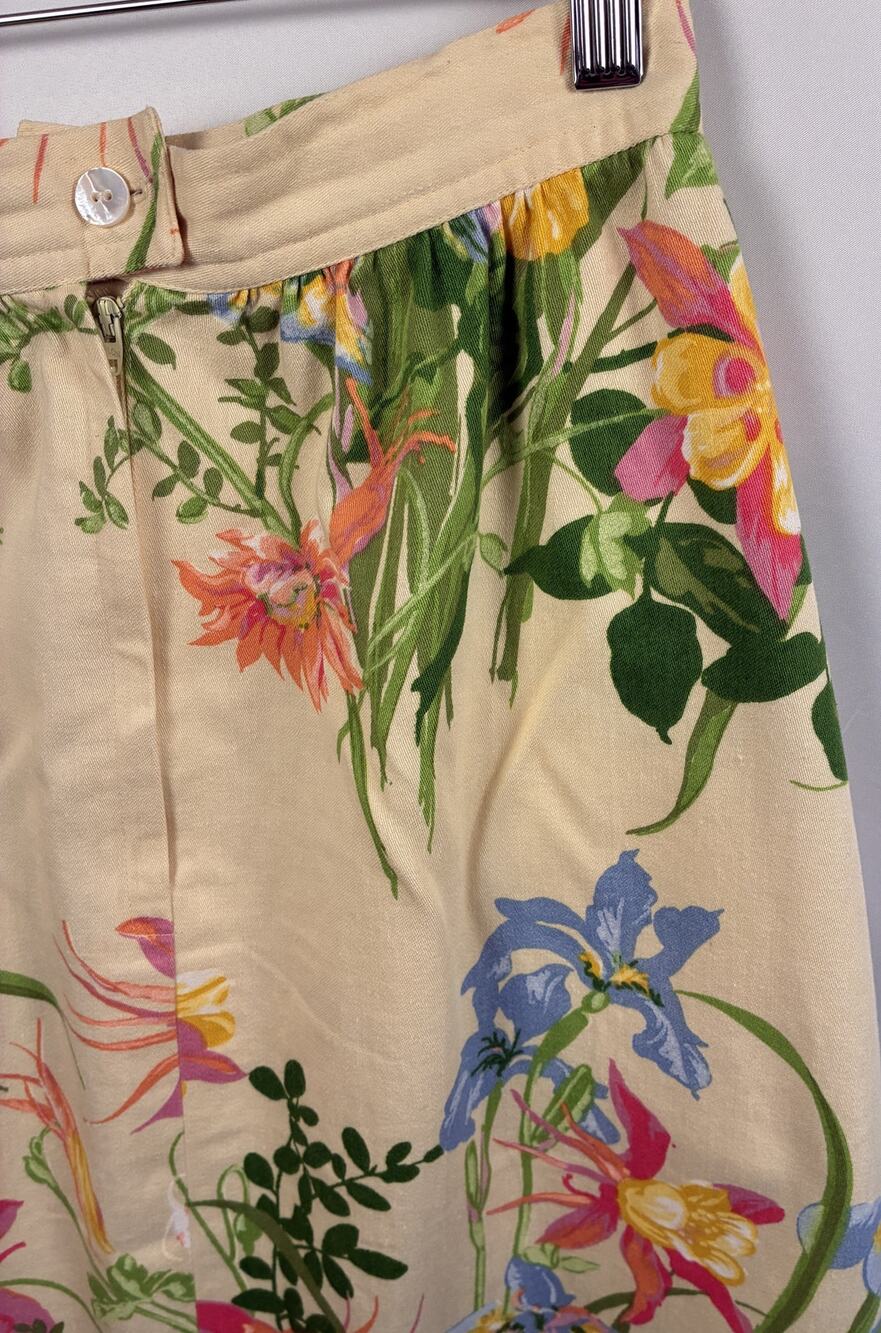 Vintage Blair Woolverton Floral Ribbon Trim Skirt Size S 100% Cotton